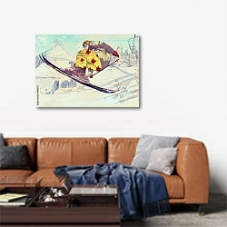 «Лыжник 5» в интерьере современной гостиной над диваном