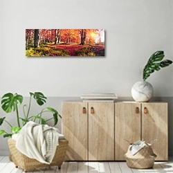 «Осенняя буковая роща» в интерьере современной комнаты над комодом