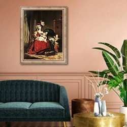 «Marie-Antoinette and her Children, 1787» в интерьере классической гостиной над диваном