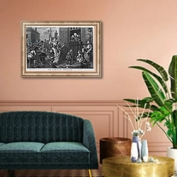 «The Enraged Musician» в интерьере классической гостиной над диваном