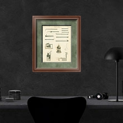 «Паяльная трубка» в интерьере кабинета в черных цветах над столом