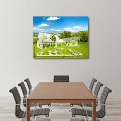 «План загородного дома» в интерьере конференц-зала над столом для переговоров