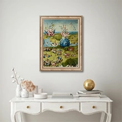 «The Garden of Earthly Delights: Allegory of Luxury, central panel of triptych, c.1500 7» в интерьере в классическом стиле над столом