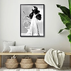 «Hepburn, Katharine 9» в интерьере комнаты в стиле ретро с плетеными корзинами