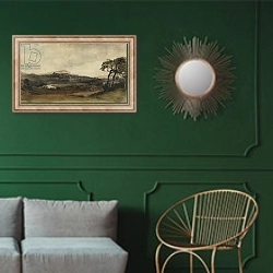«Middleham, Yorkshire» в интерьере классической гостиной с зеленой стеной над диваном