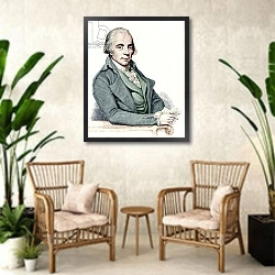 «Muzio Clementi, Italian Pianist and Composer, 1752-1832.» в интерьере комнаты в стиле ретро с плетеными креслами