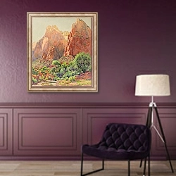 «The Patriarchs, Zion National Park» в интерьере в классическом стиле в фиолетовых тонах