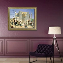 «They are Triumphant, 1871-72» в интерьере гостиной в оливковых тонах