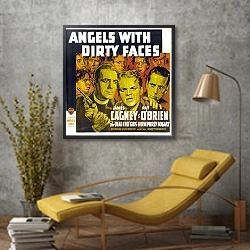 «Poster - Angels With Dirty Faces 4» в интерьере в стиле лофт с желтым креслом