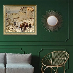 «The Killing Ground» в интерьере классической гостиной с зеленой стеной над диваном