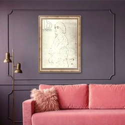 «Standing Robed Lady, c.1916» в интерьере гостиной с розовым диваном