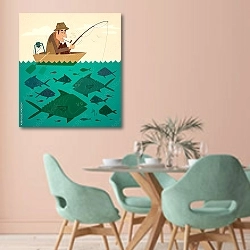 «Рыбак в лодке» в интерьере современной столовой в пастельных тонах