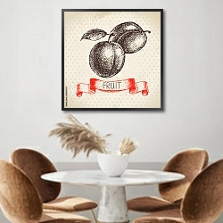 «Иллюстрация со сливами» в интерьере кухни над кофейным столиком