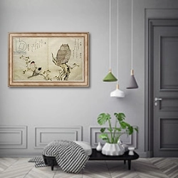 «An Owl and two Eastern Bullfinches» в интерьере коридора в классическом стиле