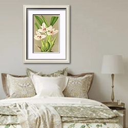 «Maxillaria grandiflora» в интерьере спальни в стиле прованс над кроватью
