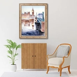 «Зимний Лондонский пейзаж» в интерьере в классическом стиле над комодом
