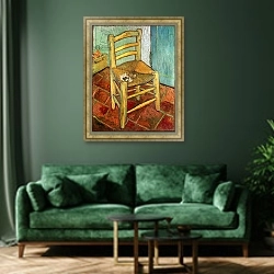 «Vincent's Chair, 1888» в интерьере зеленой гостиной над диваном