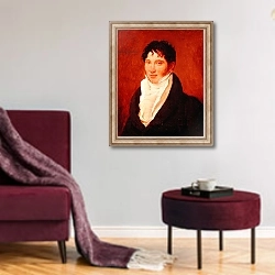 «Portrait of Antoine Jerome Balard» в интерьере гостиной в бордовых тонах