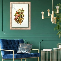 «Autumn posy» в интерьере в классическом стиле с зеленой стеной
