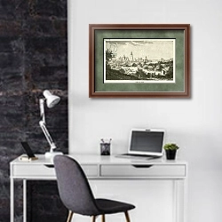 «View of Kief» в интерьере кабинета в черно-белых цветах