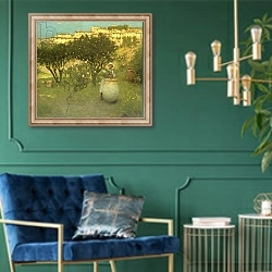 «December in Provence» в интерьере в классическом стиле с зеленой стеной