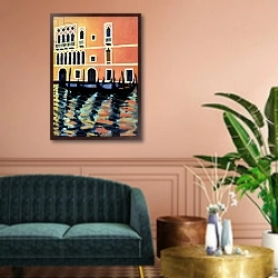 «Canal Grande I» в интерьере классической гостиной над диваном