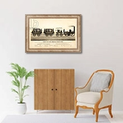 «View of the First American Railway Train, pub. 1865» в интерьере в классическом стиле над комодом