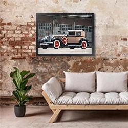 «Lincoln K Sedan '1931» в интерьере гостиной в стиле лофт над диваном
