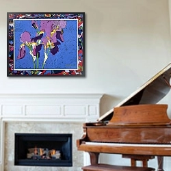 «Flag Irises» в интерьере классической гостиной над камином