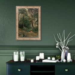 «Forest» в интерьере прихожей в зеленых тонах над комодом