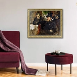 «Jeantaud, Linet and Laine, 1871» в интерьере гостиной в бордовых тонах