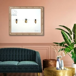 «Three Bees, 2012» в интерьере классической гостиной над диваном