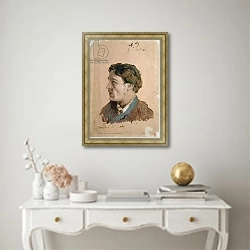 «Portrait of Anton Chekhov» в интерьере в классическом стиле над столом