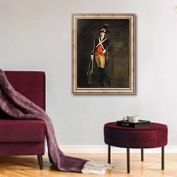 «Portrait of Louis-Philippe-Joseph d'Orleans» в интерьере гостиной в бордовых тонах