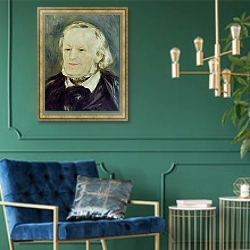 «Portrait of Richard Wagner, 1893» в интерьере в классическом стиле с зеленой стеной