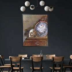 «Skull and Plate» в интерьере кухни над обеденным столом с кофемолкой