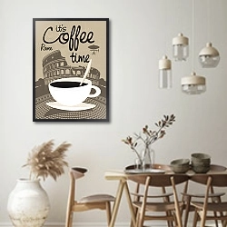 «Время пить кофе в Риме» в интерьере кухни в стиле ретро над обеденным столом