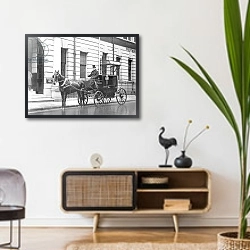 «Single-Horsed Carriage» в интерьере комнаты в стиле ретро над тумбой