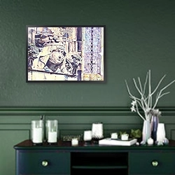 «Erosion of Memories, 1996» в интерьере прихожей в зеленых тонах над комодом