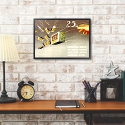 «Ретро-Реклама 261» в интерьере кабинета в стиле лофт над столом