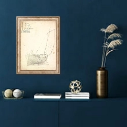 «Study of a Fishing Boat» в интерьере в классическом стиле в синих тонах