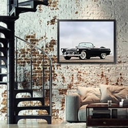 «Ford Thunderbird '1956» в интерьере двухярусной гостиной в стиле лофт с кирпичной стеной