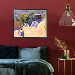 «Spring in Cyprus, 1996» в интерьере спальни с акцентной стеной