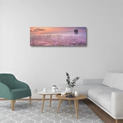 «Голландия. Панорама с туманным утром» в интерьере современной гостиной в светлых тонах