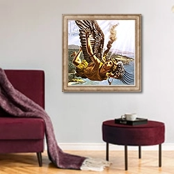 «Icarus» в интерьере гостиной в бордовых тонах