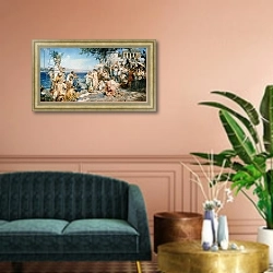 «Phryne at the Festival of Poseidon in Eleusin» в интерьере классической гостиной над диваном