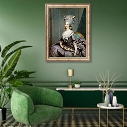 «Marie-Therese de Savoie-Carignan Princess of Lamballe» в интерьере гостиной в зеленых тонах