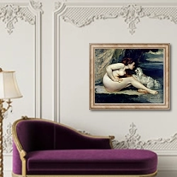«Female Nude with a Dog 1861-62» в интерьере в классическом стиле над банкеткой