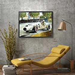 «Автомобили в искусстве 62» в интерьере в стиле лофт с желтым креслом