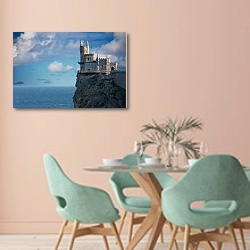 «Крым, замок Ласточкино гнездо 2» в интерьере современной столовой в пастельных тонах